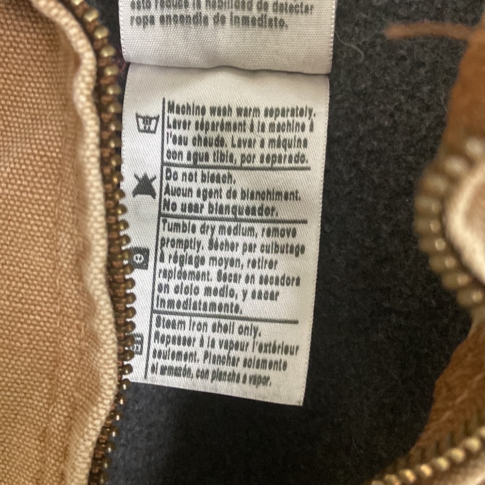 Boy's Vintage Carhartt Brown Canvas Zip Up Fleece Lined Jacket size Medium 8 - Picture 13 of 15